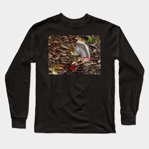 squirrel with shopping cart Long Sleeve T-Shirt by Simon-dell